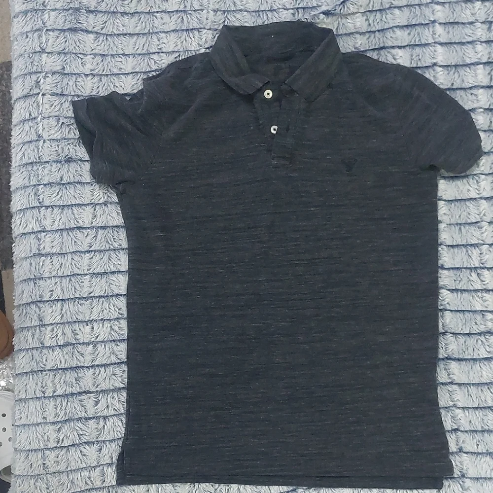 American Eagle Men's Dark Gray Marled Polo Shirt Medium?‎
